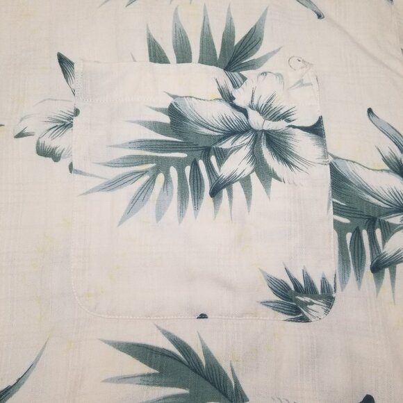 Knightsbridge Men XL Silk Blend Short Sleeve Button Up Hawaiian Ivory Shirt - Picture 4 of 15